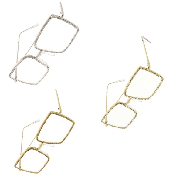 •Bling Queen• Clear Rhinestone Laced Sunglasses - Picture 1 of 4